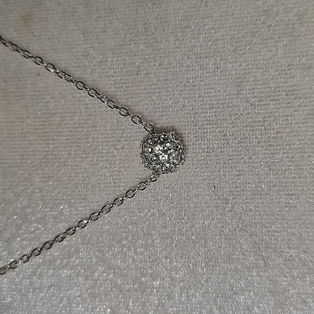 Rhinestone Floating Ball Pendant Necklace 18 Inches - A17
